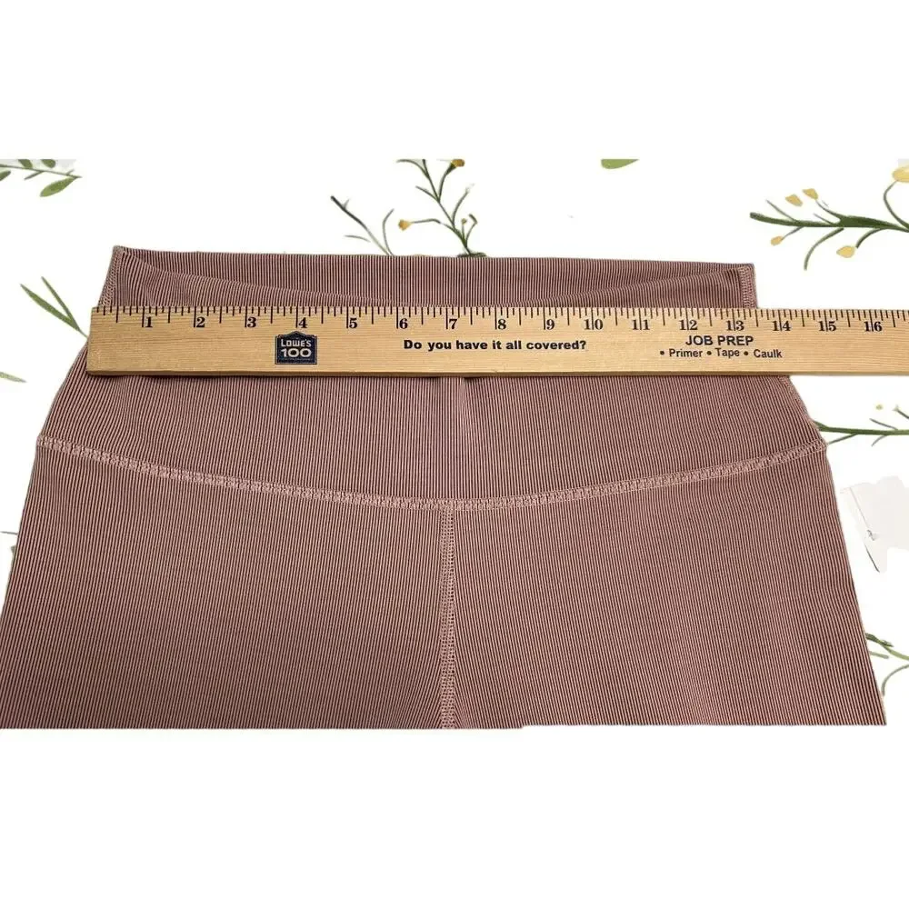 NWT Lezat Eco Active Textured Athletic High Waist Soft Rib Dusty Rose Leggings-L - Picture 7 of 10